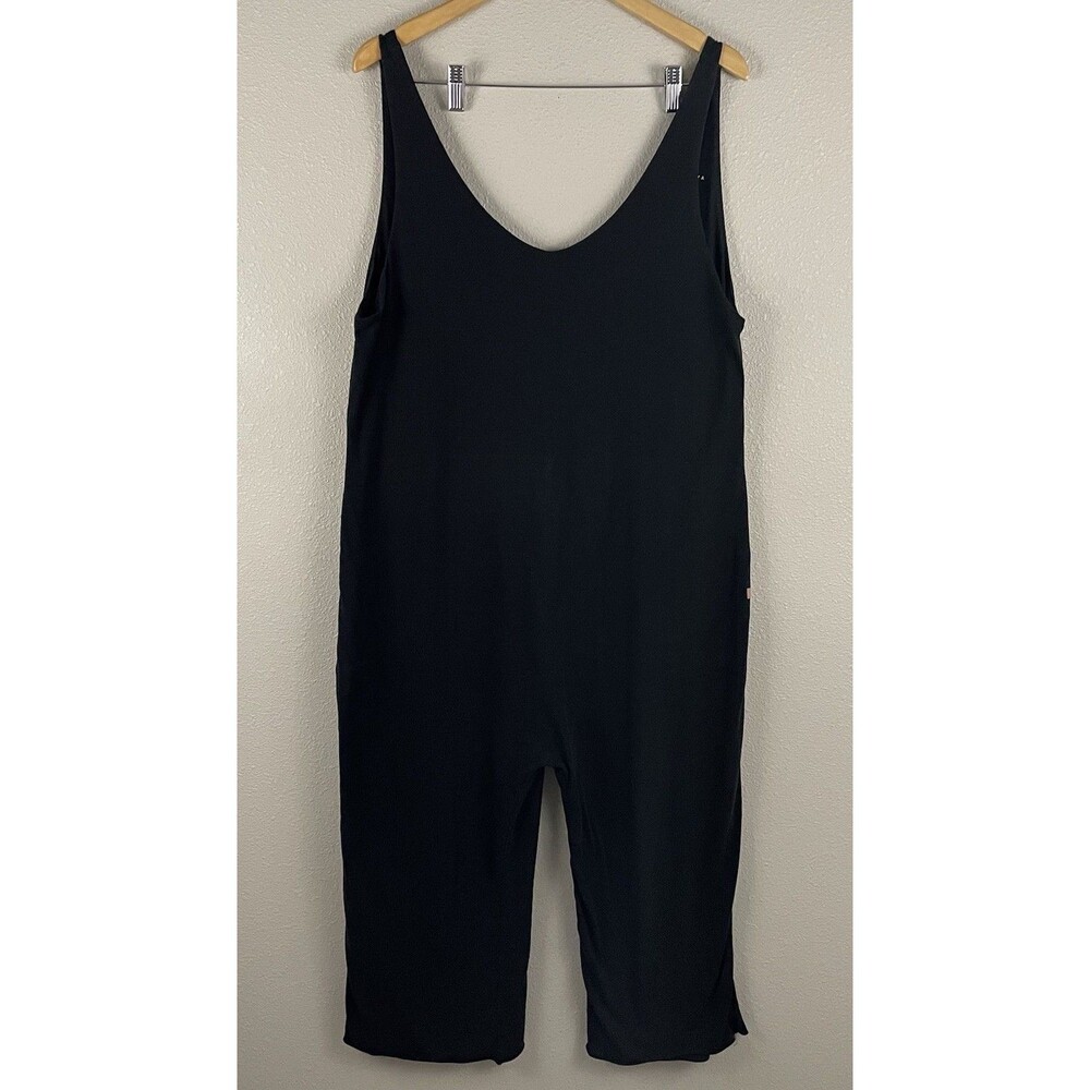 Lunya Womens XL Black Organic Cotton Scoop Neck Oversized Crop Jumpsuit